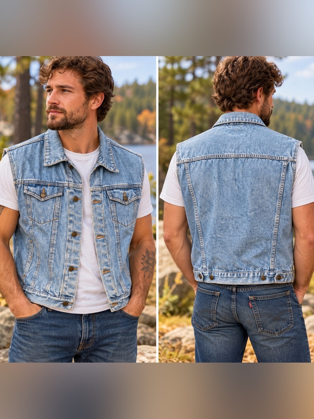 Vintage Jonathan G London Acid Wash Denim Vest
